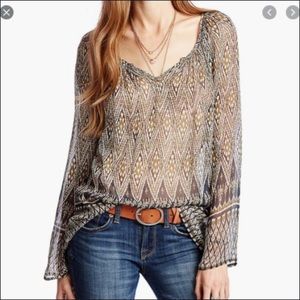 NWT Lucky Brand Boho Semi-Sheer Blouse - Small